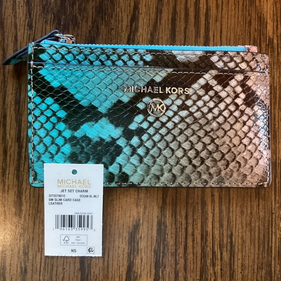 Michael Kors Handbags - Micheal Kors Jet Set Charm Slim Card Case in Ocean Blue, NWT